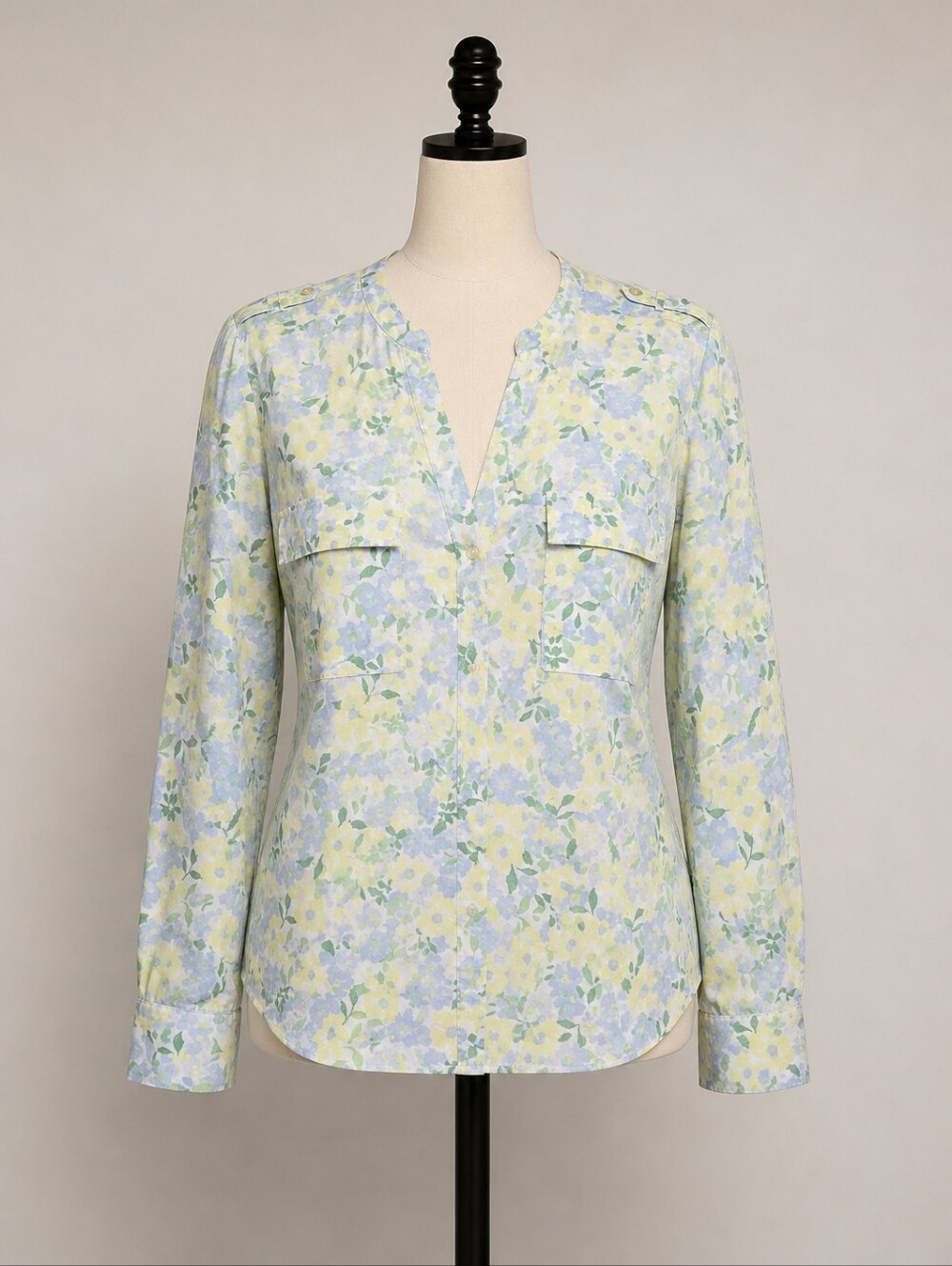 Calvin Klein Floral Button Front Blouse Women’s XL Pastel Lightweight Top